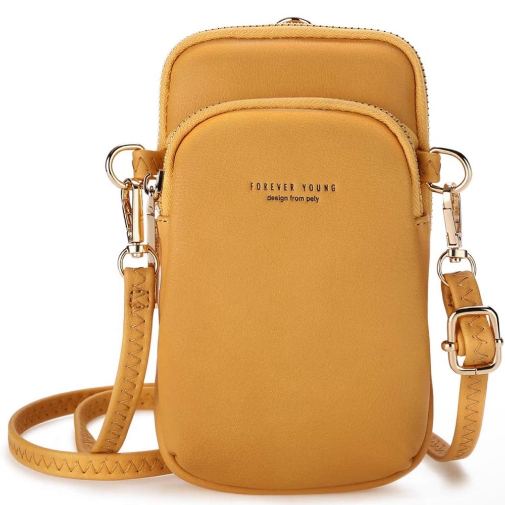 PU Leather Cellphone Wallet Clutch Purse Zippered Crossbody Bag Phone Pouch